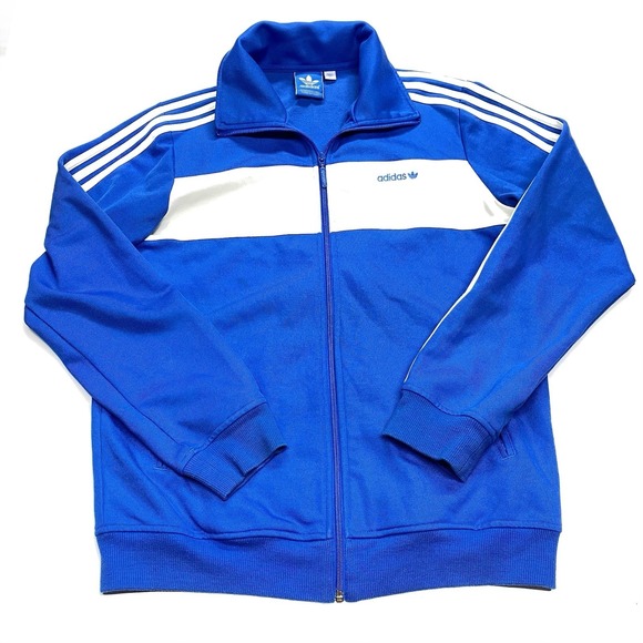 adidas Other - Vintage Y2K Adidas Blue White Stripes Full Zip Size Large Track Jacket Clean